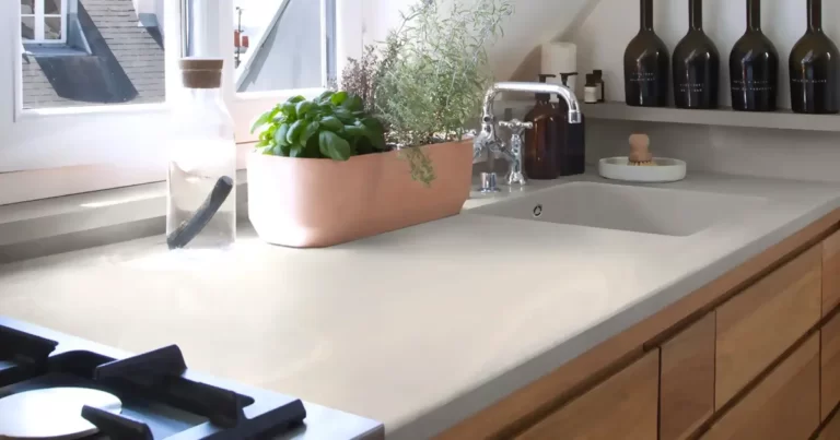 Lys grå bordplade til køkken i Solid Surface-materiale fra Corian - Krejsing